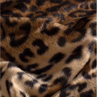 Velour bedruckt Tiermotive Kunstfell 0,5m Kurzhaarfell Leopard Tieger Zebra (Leopard-Natur) von Stofftreff Santi