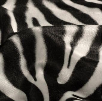 Velour bedruckt Tiermotive Kunstfell 0,5m Kurzhaarfell Leopard Tieger Zebra (Zebra-Natur) von Stofftreff Santi