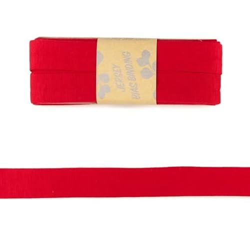 Viskose-Schrägbänder-Uni-ca. 20 mm Breite x 3 Meter Länge-48 Farben (Rot-187142) von Stofftreff Santi