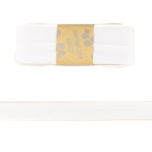 Viskose-Schrägbänder-Uni-ca. 20 mm Breite x 3 Meter Länge-48 Farben (Weiß-187138) von Stofftreff Santi