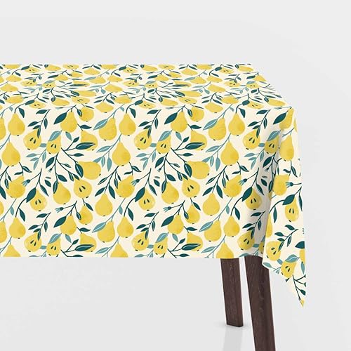 Wachstuch beschichtete Tischdecke 0,5m - Wasserdicht Abwischbar Öko-Tex Dekostoffe Tischdecke Meterware (Obst u. Früchte Weiß) von Stofftreff Santi