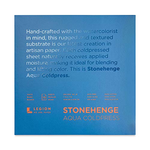 Legion Stonehenge Aqua Watercolor Block, 140lb. Cold Press, 7 by 7 inches, White, 15 Sheets (L21-SQC140WH77) von Stonehenge Aqua