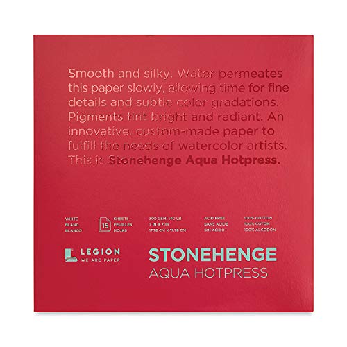 Legion Stonehenge Aqua Watercolor Block, 140lb. Hot Press, 7 by 7 inches, White, 15 Sheets (L21-SQH140WH77) von Stonehenge Aqua