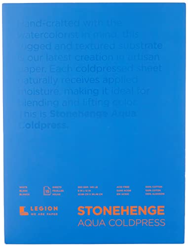 Legion Stonehenge Aquarellblock, 140 Kaltpresse, 22,9 x 30,5 cm, 15 Blatt, weiß von Stonehenge Aqua