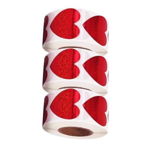 3 Rollen 25mm Valentinstag Kleber Aufkleber Für Handwerkshüllkurven Karten 1 Zoll Herzaufkleber Etiketten Liebe Herz Valentinstag Liebe von Storage Bag