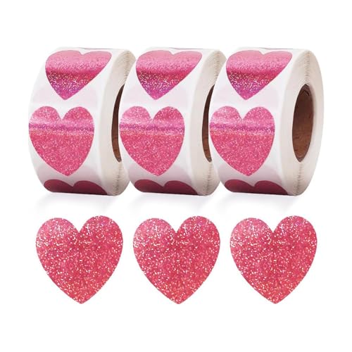 3 Rollen 25mm Valentinstag Kleber Aufkleber Für Handwerkshüllkurven Karten 1 Zoll Herzaufkleber Etiketten Liebe Herz Valentinstag Liebe von Storage Bag