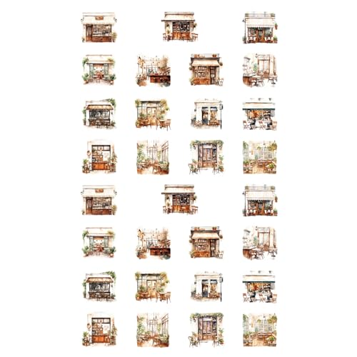 30 Blätter Kleber Aufkleber Laptop Aufkleber Kaffeehaus Serie Decal Scrapbooking Coffee Girl Charakter von Storage Bag