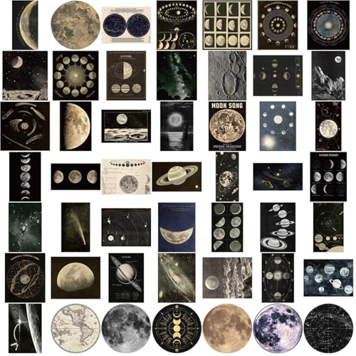 50 Blätter Planet Aufkleber Ästhetischer Aufkleber Geschenk Dekoratives Retro Briefpapier Für Laptop Gepäckplanet Einfacher Ästhetischer Wasserdicht von Storage Bag