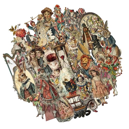 50 Blätter Victorian ERAS Aufkleber Dekorative Aufkleber Retro Scrapbook Sticker Wasserdichtes Briefpapier Aufkleber von Storage Bag
