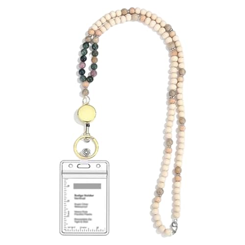 Holzperlen Lanyard Halskette Für Schlüssel Und Abzeichenhalterzubehör Lanyards Schlüsselbund Halskette Einziehbares Lanyard Perlen von Storage Bag