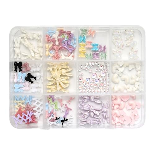 Nägel Charms Set Bows Butterfly Heart Nägel Art Charms Bunte Kunstversorgungen Harz Strasssteine für Damennagel Strasssteine Nägel Charms Set Bows Butterfly Heart Nägel Art Charms Bunte Kunstversorgungen Harz Strasssteine für Damennagel Strasssteine von Storage Bag