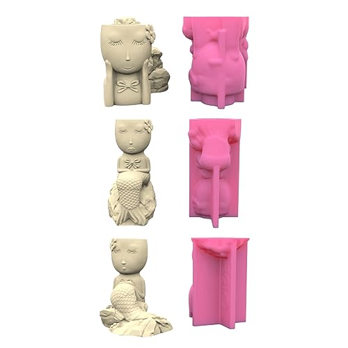 Stifthalter Blumentopf Silikonform Meerjungfrau Epoxidharz Schimmel Dekoration Werkzeuge Sukkulente Pflanzer Herstellung Sukkulenten Pflanzer Für Homes Office Desktop Dekorationen von Storage Bag