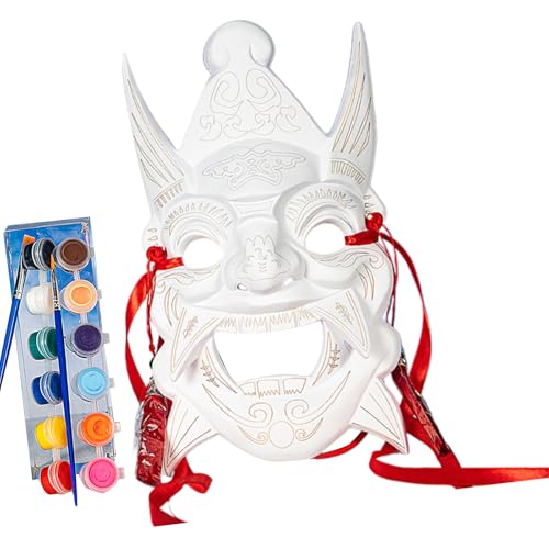 Storage Bag Farbe Maske Mit 12 Farb Acrylfarbe Farbe Und Pinsel Unbemalte Maskeraden Maske Weiß Lackierbar Halloween Hand Bemalt von Storage Bag