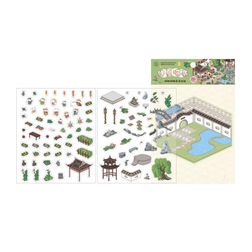 Szenenaufkleber Chinesische Stile Landschaft Aufkleber Retro Courtyard Hand Account Beschriftungen Journaling Supplies Szene Chinese Stil Landschaft Retro Courtyard Scrapbook von Storage Bag