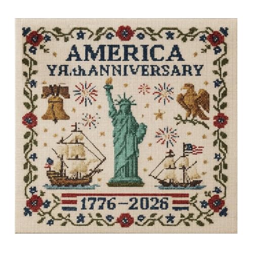 US 250 Jähriges Jubiläum Kreuzungsstich Set Patriotische Stickerei Set Für Gedenkgeschenk Veteranen Stickereien Überqueren US 250 Jähriges Jubiläum Kreuzungsstich Set Patriotische Stickerei Set Für Gedenkgeschenk Veteranen Stickereien Überqueren von Storage Bag