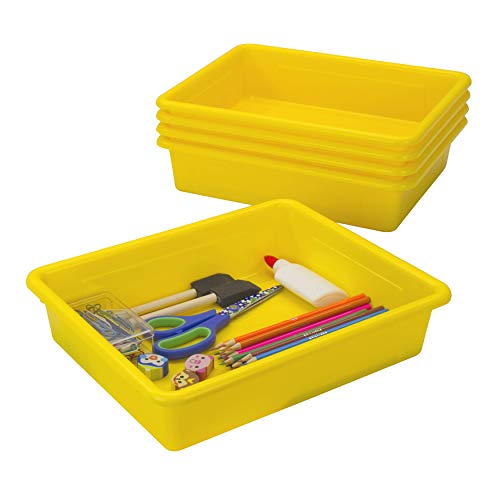 Storex Ablagefach mit Deckel Flach, Tablett 10 x 13 x 3 Inches gelb von Storex