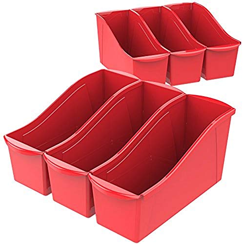 Storex Großer Buchkorb, 14,3 x 5,3 x 7, Purpurrot, 6 Stück (71191U06C) von Storex