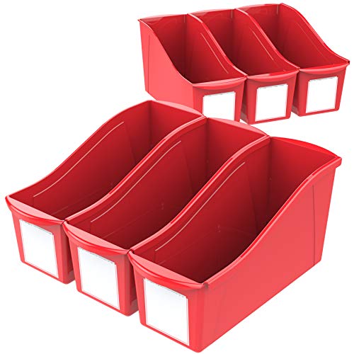 Storex Großer Bücherkorb, 36,7 x 13,8 x 17,8 cm, rot, 6 Stück (71116U06C), 14,3 x 5,3 x 7 Zoll, 6 Stück von Storex