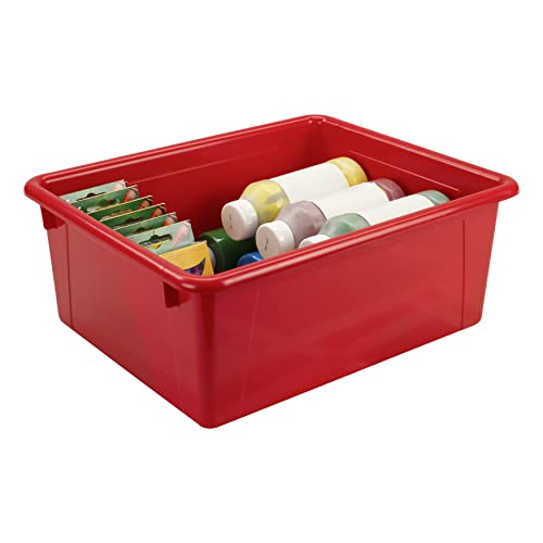 Storex Tiefe Aufbewahrungsablage in Briefgröße – Organizer für Klassenzimmer, Büro und Zuhause, rot, 5er-Pack (62525A05C) von Storex