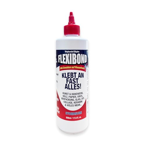 Flexibond Extra Starker Kleber - Transparent, Flexibel, Ungiftig, Klar Trocknend - 500 ml - Ideal für Papier, Holz, Keramik, Glas & Stein von Stormsure
