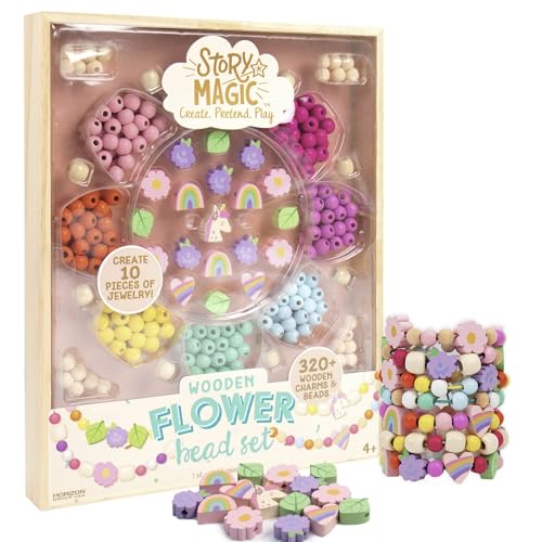 Story Magic Holzperlen Blume, mehr als 300 Perlen und Holzanhänger mit großem Loch für Perlenarmbänder, Armbandherstellung Kits Story Magic Holzperlen Blume, mehr als 300 Perlen und Holzanhänger mit großem Loch für Perlenarmbänder, Armbandherstellung Kits von Story Magic