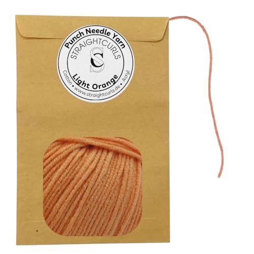 StraightCurls Punch Needle Yarn - Ideale Garn für Punch Needling, grobes Sticken oder Häckeln - Baumwoll-Acryl-Mischung (Light Orange) von StraightCurls