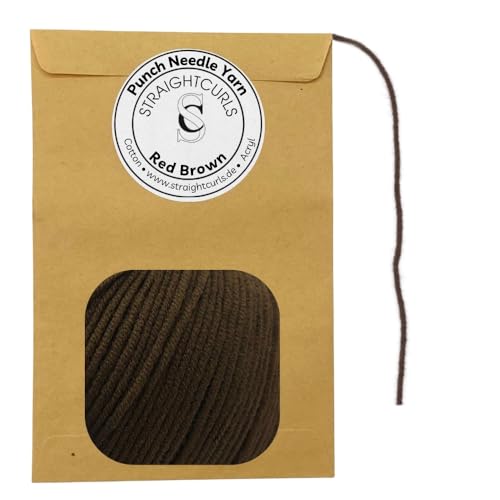 StraightCurls Punch Needle Yarn - Ideale Garn für Punch Needling, grobes Sticken oder Häckeln - Baumwoll-Acryl-Mischung (Red Brown) von StraightCurls