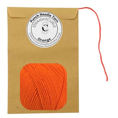 StraightCurls Punch Needle Yarn - Ideale Garn für Punch Needling, grobes Sticken oder Häckeln - Baumwoll-Acryl-Mischung (Orange) von StraightCurls