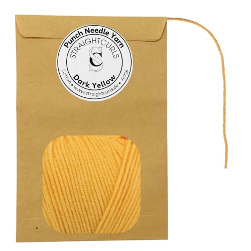 StraightCurls Punch Needle Yarn - Ideale Garn für Punch Needling, grobes Sticken oder Häckeln - Baumwoll-Acryl-Mischung (Dark Yellow) von StraightCurls