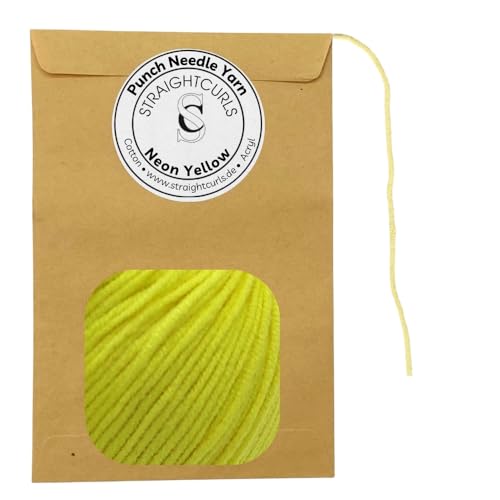 StraightCurls Punch Needle Yarn - Ideale Garn für Punch Needling, grobes Sticken oder Häckeln - Baumwoll-Acryl-Mischung (Neon Yellow) von StraightCurls