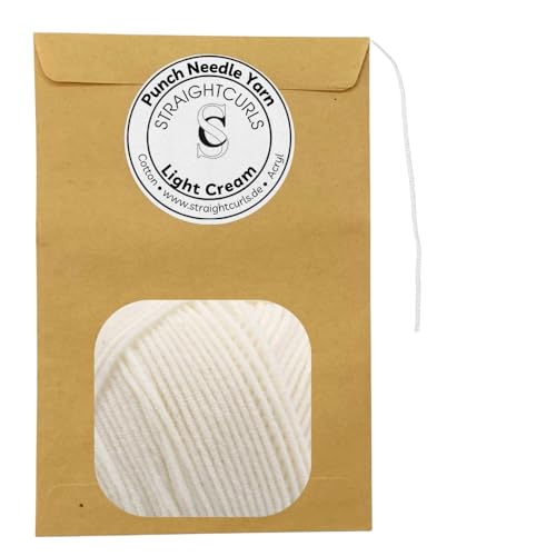 StraightCurls Punch Needle Yarn - Ideale Garn für Punch Needling, grobes Sticken oder Häckeln - Baumwoll-Acryl-Mischung (Light Cream) von StraightCurls