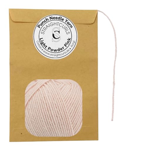 StraightCurls Punch Needle Yarn - Ideale Garn für Punch Needling, grobes Sticken oder Häckeln - Baumwoll-Acryl-Mischung (Light Powder Pink) von StraightCurls