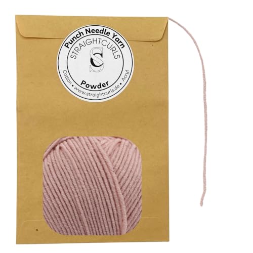 StraightCurls Punch Needle Yarn - Ideale Garn für Punch Needling, grobes Sticken oder Häckeln - Baumwoll-Acryl-Mischung (Powder) von StraightCurls