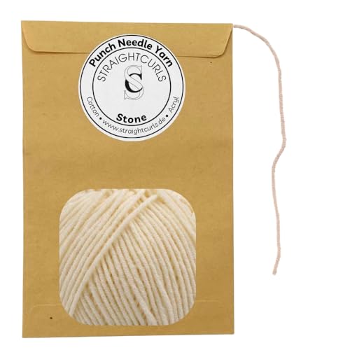 StraightCurls Punch Needle Yarn - Ideale Garn für Punch Needling, grobes Sticken oder Häckeln - Baumwoll-Acryl-Mischung (Stone) von StraightCurls