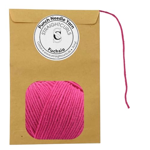 StraightCurls Punch Needle Yarn - Ideales Garn für Punch Needling, Stanznadeln, grobes Sticken oder Häckeln - Baumwoll-Acryl-Mischung (Fuchsia) von StraightCurls
