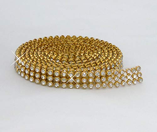 Hotfix Crystal/Gold Mesh Strassband SS8 Borte zum aufbügeln, Strasssteine, Breite wählbar, Mind. 1,15m lang 3reihig / 10mm x 1150mm Hotfix Crystal/Gold Mesh Strassband SS8 Borte zum aufbügeln, Strasssteine, Breite wählbar, Mind. 1,15m lang 3reihig / 10mm x 1150mm von Strass-Box Bänder Hotfix