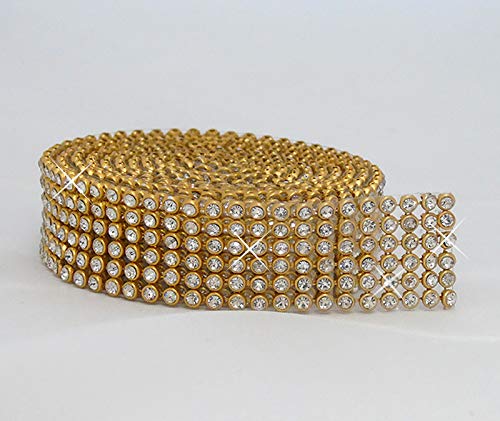 Hotfix Crystal/Gold Mesh Strassband SS8 Borte zum aufbügeln, Strasssteine, Breite wählbar, Mind. 1,15m lang 6reihig / 20mm x 1150mm Hotfix Crystal/Gold Mesh Strassband SS8 Borte zum aufbügeln, Strasssteine, Breite wählbar, Mind. 1,15m lang 6reihig / 20mm x 1150mm von Strass-Box Bänder Hotfix