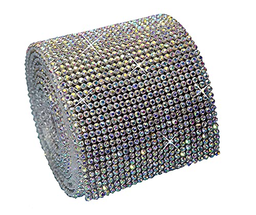 Hotfix Crystal AB Mesh Strassband SS6 Borte zum aufbügeln, Strasssteine, Breite wählbar, Mind. 1,15m lang 24reihig = 55mm x ca. 1150 mm von Strass-Box Bänder Hotfix