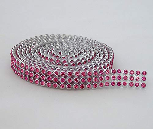 Hotfix Rose/Rosa Mesh Strassband SS8 Borte zum aufbügeln, Strasssteine, Breite wählbar, Mind. 1,15m lang 6reihig / 20mm x 1150mm von Strass-Box Bänder Hotfix