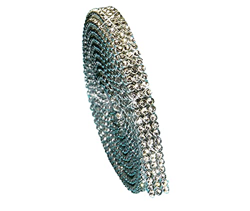 Crystal Mesh Strassband SS6 Borte SELBSTKLEBEND Breite wählbar, 1,15m lang Chaton Strasssteine 3reihig / 7mm x 1150mm von Strass-Box Bänder selbstklebend