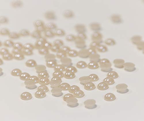 Hotfix Ceramic Stones Creme 5mm Stück wählbar Strass Halbperlen Hochzeit Nature 250 von Strass-Box Ceramic Stones