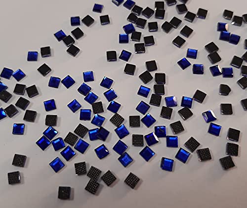 Hotfix DMC Quadrat Sapphire 3x3 mm Stückzahl wählbar Glas Formen Strasssteine 50 von Strass-Box DMC Formen