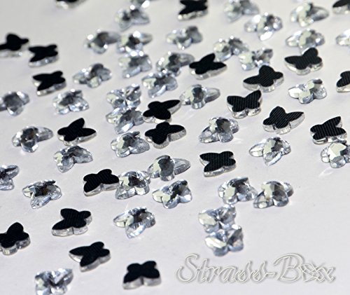 Hotfix DMC Schmetterlinge Crystal klar 7x7mm Stückzahl wählbar Glas Strasssteine 50 von Strass-Box DMC Formen