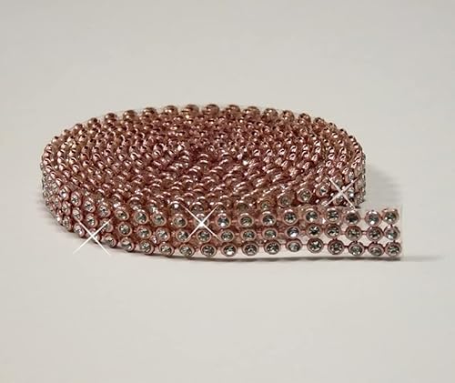 Hotfix Rosegold/Crystal Mesh Strassband SS8 Borte zum aufbügeln, Strasssteine, Breite wählbar, Mind. 1,15m lang 3reihig / 10mm x 1150mm von Strass-Box