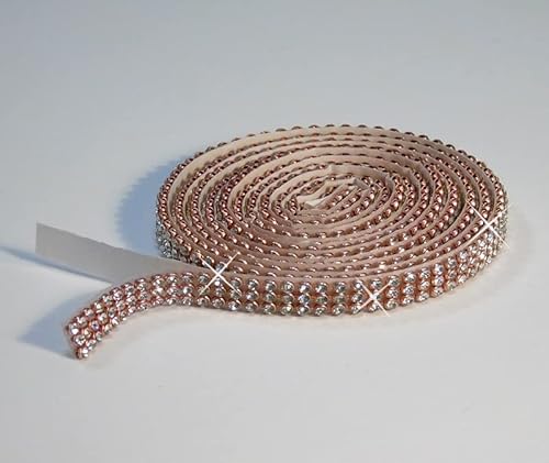 Rosegold/Crystal Mesh Strassband SS6 Borte SELBSTKLEBEND Strasssteine, Breite wählbar, Mind. 1,15m lang 3reihig = 7mm x ca. 1150 mm von Strass-Box