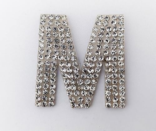 Strass-Box Selbstklebend Buchstabe/M/Glitzer Patches 3,8cm 1,5" Zoll zum Aufkleben Crystal Spitzboden Point Back Personalisieren von Strass-Box