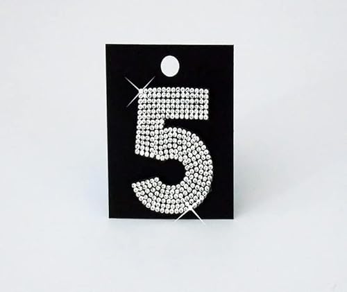 Strass-Box Zahl / 5 / Glitzer Patches 5cm 2" Zoll zum Aufbügeln Crystal Spitzboden Point Back von Strass-Box