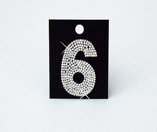 Strass-Box Zahl / 6 / Glitzer Patches 5cm 2" Zoll zum Aufbügeln Crystal Spitzboden Point Back von Strass-Box