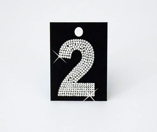 Zahl / 2 / Glitzer Patches 7,2cm 3"Zoll zum Aufbügeln Crystal Spitzboden Point back von Strass-Box