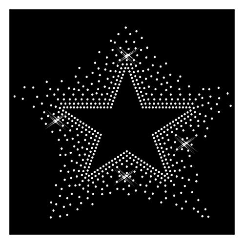 Strasselse Strassmotiv Stern I Bügelbild Strass groß I Glitzerstern Farbe crystal - Glitzerbügelbild für T-Shirt Kissen uvm I Gr. 21 x 17 cm von Strasselse